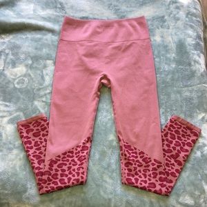 Fabletics Maroon and Pink Cheetah Leggings